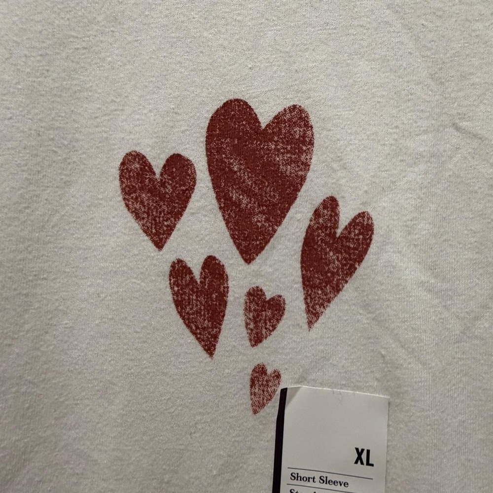 Goodfellow & Co Heart Graphic T-Shirt Men's XL White NWT Short Sleeve Cotton Tee - Picture 2 of 3